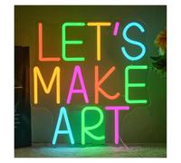 Signs Lamp Let's Make Art Neon Sign | LED Light For Art Studio Classroom Playroom Gallery Space Display Decor 36cmx34cm