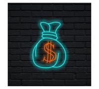 Signs Lamp Money Bag Neon Signs USB Powered, Adjustable Brightness Neon Lights Dollar Bag Suitable for Shop Decor Commercial Light(C,26cmx35cm)