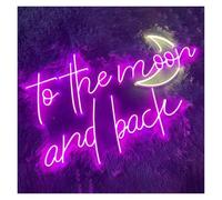 Signs Lamp to The Moon and Back Neon Sign Suitable for Studio Wall Decor Neon Light(A,35CM)
