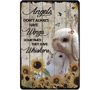 Signs Metal Plaque, Angels Don't Always Have wing Sometimes They Have Whiskers Rabbit, Wall Plaque, Metal Signs for Bathroom Garden Kitchen S