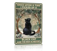 Signs Metal Plaque Once Upon A Time I Pick Up A Black Cat,Wall Plaque,Bathroom,Garden,Tin Metal Signs Plaque,Man Cave M