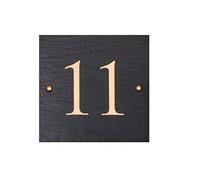 Signs & Numbers Personalised House Number Plaque - Rustic Slate Square Door Sign, Custom Engraved 1-9999, Charcoal Grey Wall Mounted Address Plate 20 x 20cm