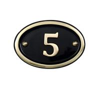 Signs & Numbers Solid Brass House Number Oval Design (No 5)