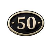 Signs & Numbers Solid Brass House Number Oval Design (No 50)