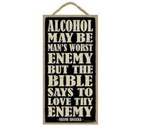 Signs Plaques Alcohol may be man's worst enemy but the says... Funny Bar Sign House Decor