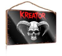 Signs & Plaques Kreator: The Horned Skull Emblem Wooded Sign Funny Home Decor For Door Front Porch Decor Ideas(15X28CM)