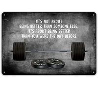Signs Wall Decor Motivational Quote It's Not About Being Better Than Someone Else Inspirational Quote Fitness Gym Full Hanging Plaque 15x30CM