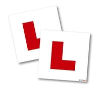 Signs247 L Plates Sticker for Cars and Motorbikes, UK Made Learner Driver Sign Decals, Self Adhesive Red White Driving Stickers for Vehicle Bodywork, Front Rear Display Pair for Practice Tuition