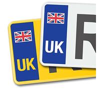 Signs247 Pair of Front & Rear UK Number Plate Stickers - Highly REFLECTIVE, Self-Adhesive Vinyl, Road Legal for EU Travel - Ideal for Cars, Caravans, Motorhomes, Lorries, Vans & Trailers.