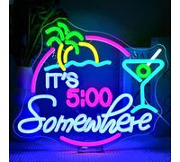 SIGNSHIP Anywhere at 5 o'clock Neon Light Sign,Powered by USB Neon Sign Suitable as wall decoration Led Signs,for Home Bar Cart Summer Beach Restaurant Beer Tavern Club Party Decoration Light Signs