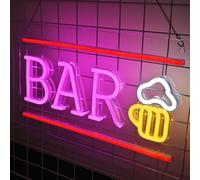 SIGNSHIP Bar Neon Sign Beer Neon Signs LED Neon Light USB Letter Bar Neon Light Sign for Bar Wall Decor Light Up Signs for Hotel Pub Cafe Birthday Party Man Cave