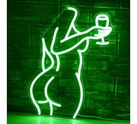 SIGNSHIP Beer Bar Neon Sign Green Lady Neon Light Signs LED Neon Signs for Wall Decoration Art Women Body Neon Sign USB Power Light Signs for Bedroom Bar Club Store Party Gift