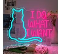 SIGNSHIP Cat Neon Sign I Do What I Want LED Sign Cat Neon Light Dimmable USB LED Light Wall Cat Decor for Room, Girls' Room, Pet Store, Scratching Post, Gift for Cat Lovers