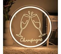 SIGNSHIP Champagne Cheers Neon Light Sign, Two Cups Cheers Neon Sign Dimmable for Wall Decoration, Led Signs Wall Decor for Celebrations, Bars, Birthdays, Clubs, Parties, Weddings