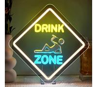 SIGNSHIP Drink Zone Neon Light Sign,Drink Neon Sign,Led Signs Dimmable for Wall Decoration,Light Signs Wall Decor for Bars,Cocktail Bar,Taverns,Clubs,Living Room,Party,Gift