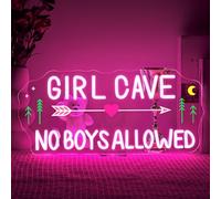 SIGNSHIP Girl Cave Neon Light Sign,Girl Cave No Boys Allowed Neon Sign Dimmable for Wall Decor,Led Signs Wall Decor for Girls Room, Bachelorette Party,Girls Nightout,Wardrobe,Salon