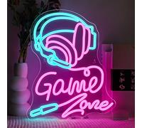 SIGNSHIP Headset Game Zone Neon Light Sign, Gaming Neon Sign for Wall Decoration, Led Signs Light Headsets Games, Illuminated Sign Wall Decor for Bedroom, Game Room Gaming Decoration, Boys Gift