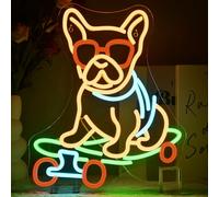SIGNSHIP Neon Dog Skateboard Sign - LED Wall Decor Light for Skateboarder Room, Pet Shop, Bar - USB Powered