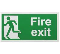 SIGNSLAB E96A/S Safety Sign "Fire Exit Running Man - Left", Self-Adhesive, 150 mm x 300 mm