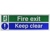 SIGNSLAB EC08S/R Safety Sign "Fire Exit Keep Clear", PVC, 150 mm x 450 mm