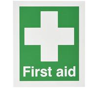 SIGNSLAB EO4X/S Safety Sign "First Aid", Self-Adhesive, 150 mm x 110 mm