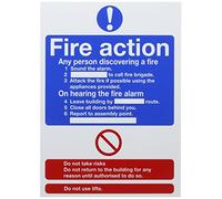 SIGNSLAB FR03550R Safety Sign "Fire Action", Words, PVC, A4