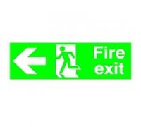 Safety Sign Niteglo Fire Exit Running Man Arrow Left 150x450mm PVC FX04311M