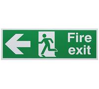 SIGNSLAB FX04311R Safety Sign "Fire Exit Running Man Arrow - Left", PVC, 150 mm x 450 mm