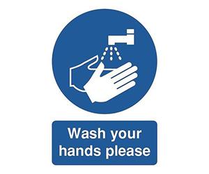SIGNSLAB MD05851S Safety Sign "Wash Your Hands Please", A5, Self-Adhesive