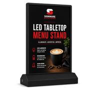 Signware LED Menu Display Stand - Rechargeable Double-Sided Light Box for Restaurants, Cafes, Bars & Hotels - Freestanding Illuminated A4 & A5 Tabletop Sign Holder (Black, A5)