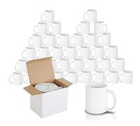 Signzworld Sublimation Mugs 11oz 36 Pack Blank Plain White Large Handle Coated Coffee Cups Bulk Set with Gift Boxes