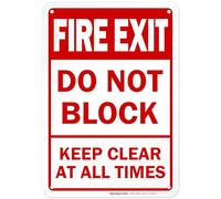 Sigo Signs Fire Exit Do Not Block Keep Clear at All Times Safety Sign Federal 10 x7 Aluminum for Indoor or Outdoor Use