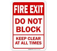Sigo Signs Fire Exit Do Not Block Keep Clear at All Times Safety Sign Federal 10 x7 Aluminum for Indoor or Outdoor Use