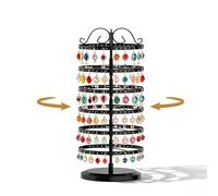 SIGONE 6 Tier Rotating Earring Holder Organiser, Black Jewellery Display Stand, Adjustable Earring Storage Rack for Stud Earrings, Hoops, Drop Earrings, Dressing Table, Craft Fair and Shop Display