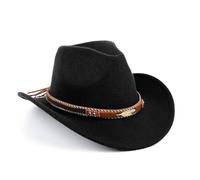 SIGONE Classic Black Unisex Adults Cowboy Hat with Wide Brim and Soft Felt for Men and Women, Perfect for Outdoor Activities and Western-Themed Events
