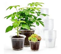 SIGONE Clear Plastic Plant Pots 36 Pack with Drainage Holes, 9cm 10cm 13cm Transparent Seedling Containers for Indoor Gardening Transplanting and Horticulture