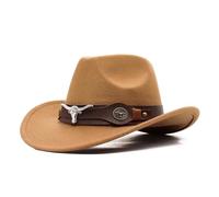 SIGONE Western Cowboy Hat for Men and Women Wide Brim Stylish Durable Comfortable Light Weight Breathable Adjustable Cowboy Hat for Cowboy Outfit Accessory Fashionable Casual Wear Brown