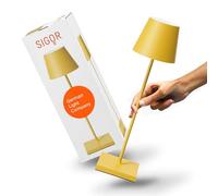 SIGOR Nuindie Dimmable LED Battery Table Lamp Indoor & Outdoor IP54 Splash-Proof Height 38 cm Rechargeable with USB-C 12 Hours Lighting Time Sun Yellow, 4546001