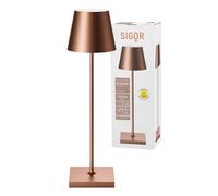 SIGOR Nuindie Dimmable LED Battery Table Lamp Indoor & Outdoor Rechargeable with Easy-Connect 24 Hour Lighting Time Bronze