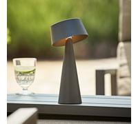 Sigor Solino LED rechargeable table lamp, graphite, solar/USB, 26 cm IP44