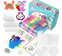 Sigowal Fuse Beads Kit, 9600pcs 48 Colors 5mm Iron Beads Set for Kids with 6 Pegboards,10 Ironing Paper and Accessories, Arts and Crafts Gifts for Boys Girls Christmas Birthday