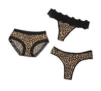 SIGOYI 3 Pack of Women Leopard Print Briefs Sexy Lace Underwear Hollow Out Knickers Low Waisted Panties