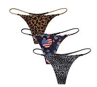 SIGOYI 3 Pack of Women Lepoard Print Thong &Bikini Soft Seamless Briefs Ladies Sexy Plus Size Underwear Low Waisted G-String