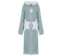 SIGOYI Fleece Robe For Women Thick Plush Star Blanket Hoodies Zip Up Winter Warm Dressing Gown Long Sleeve Hooded Nightwear Loungewear Blue