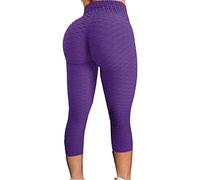 SIGOYI Ladies Capri Leggings High Waist Butt Lift Honeycomb Legging Plain Quick Dry Slim Workout Yoga Pants