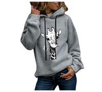 SIGOYI Oversized Hoodie for Women Giraffe Print Longline Hooded Sweatshirt Teen Girls Loose Pullover Long Sleeve Tops, D-gray, M