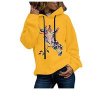 SIGOYI Oversized Hoodie for Women Giraffe Print Longline Hooded Sweatshirt Teen Girls Loose Pullover Long Sleeve Tops A-Yellow