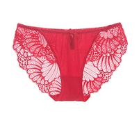 SIGOYI Sexy Lace Briefs for Women Multicolour Silk Panties Floral Edge Knickers See-Through Underwear Red