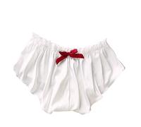 SIGOYI Women Silk Satin Knickers & Shorts Floral Edge Briefs Ladies Plus Size Underwear Low Waist Panties White