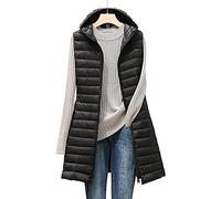 SIGOYI Women'S Long Gilets Plus Size Quilted Hooded Gilet Sleeveless Down Jacket Puffer Coat Plain Body Warmer Vest Winter Waistcoat